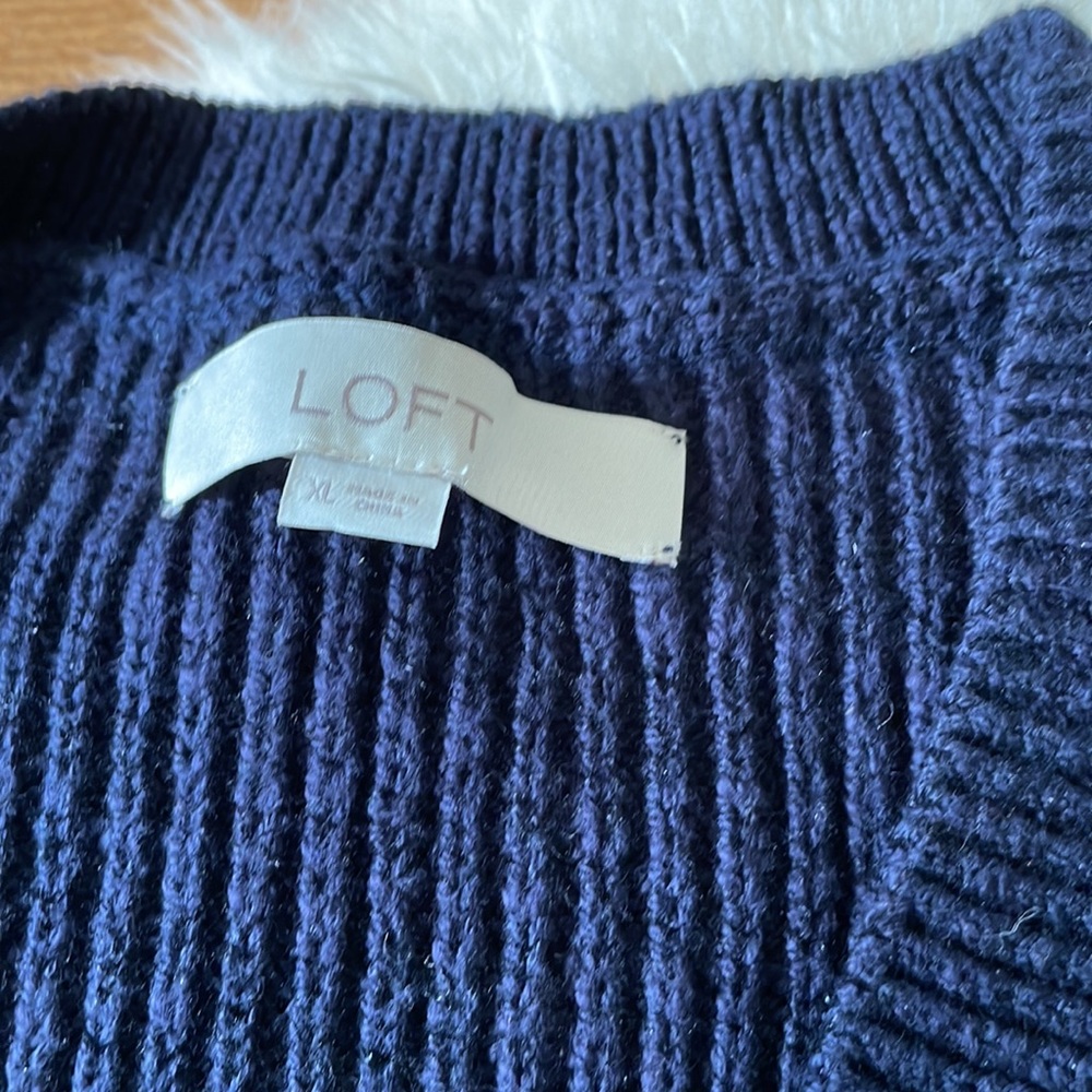 Loft button up navy sweater - Picture 2 of 3